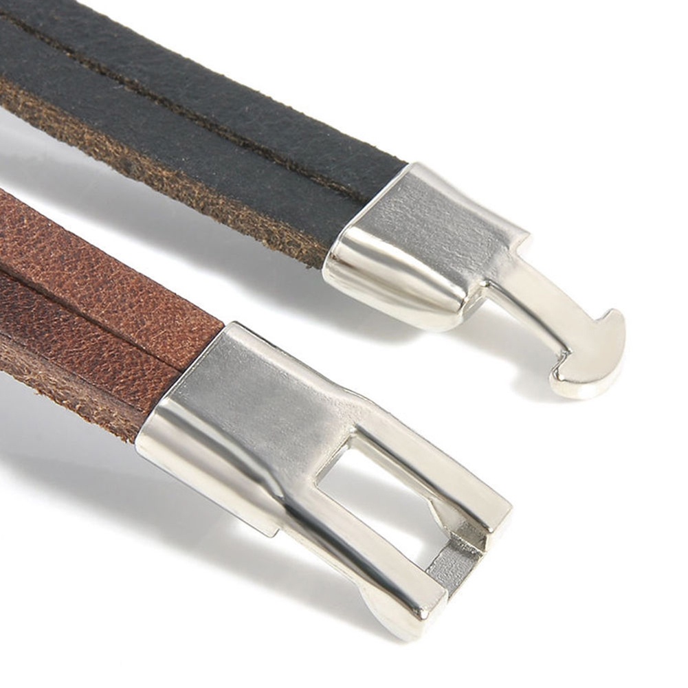 Hu Hu Hu Hu Hu Alat Bantu Pasang Kacamata♡ Gelang Tangan Kulit Imitasi Lebar Dengan Gesper Alloy Gaya Vintage Untuk Pria