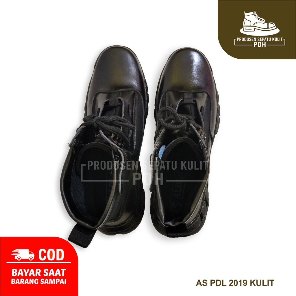 SEPATU PDL KULIT ASLI TALI HITAM PDLG GEGANA JATAH PROVOST PROVOS PDU PROPAM TNI SATPAM UNTUK TNI / POLRI ORI