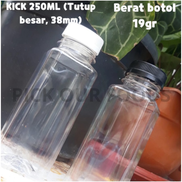 Botol Kick 250ml / Botol Kotak 250ml / Botol Kick 250 ml / Botol PET 19 Gram