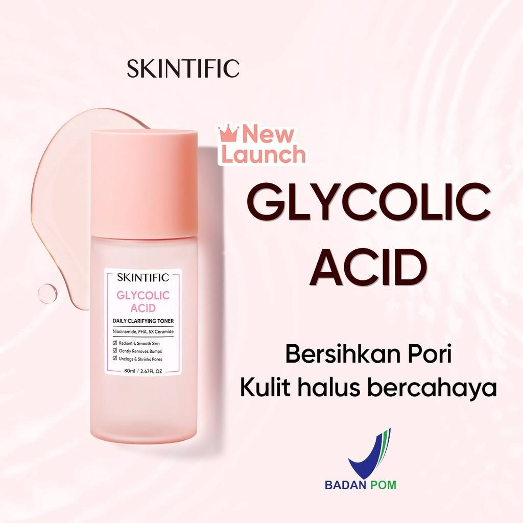 ★ BB ★ SKINTIFIC Glycolic Acid Daily Clarifying Toner 80ml 【bpom】