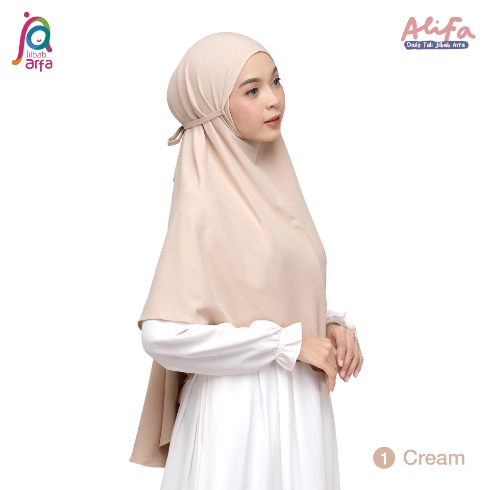 Jilbab Arfa Instan Alifa Cream - Bergo Maryam Tali Non Pet