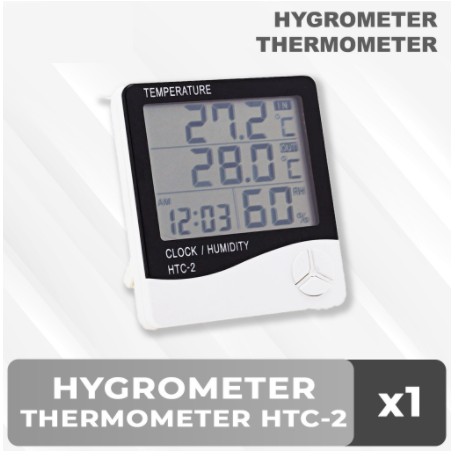 Pengukur Suhu Ruangan HTC 2 Hygrometer Digital Temperature Humidity with Clock Alarm Calendar