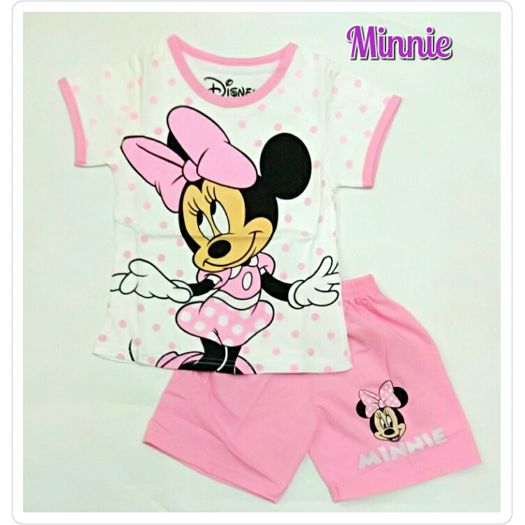 SETELAN Baju Lengan Pendek Celana Pendek Anak Cewek dan Cowok child's short suit BOY &amp; GIRL  Murmer Motif Sofia Minnie Pony Cars Elmo setelan baju celana