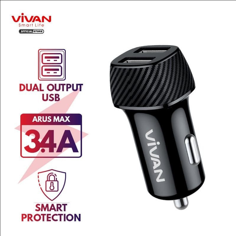 CAR Charger Vivan dual Output / CHARGER MOBIL