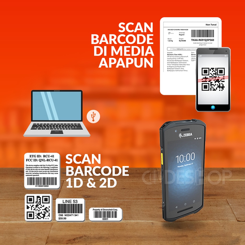 Scanner Barcode Portable Andorid ZEBRA TC-210K Scan 1D &amp; 2D