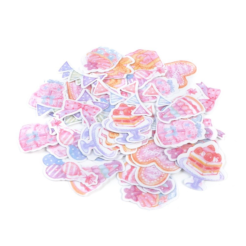 【COD Tangding】70Pcs Stiker Kertas Motif Label Lucu untuk Dekorasi Scrapbook / Album / Diary DIY