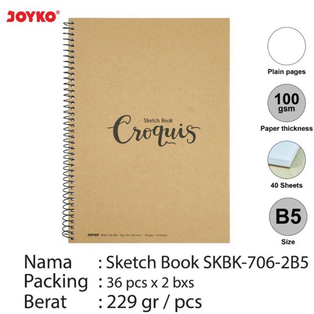 Croquis Sketch Book / Buku Sketsa ukuran A5 / A4 / B5 seri SKBK-76 Joyko-1