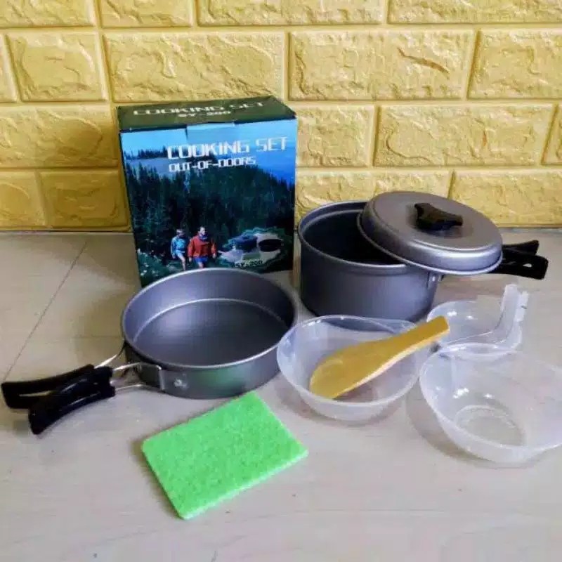 Satu Set Alat Masak Panci Kemping Gunung SY-200 Nesting 2 Person Camping Outdoor Traveling