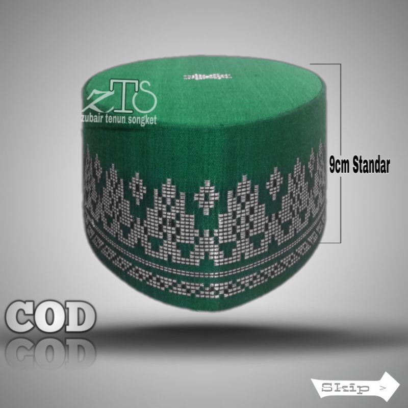 Songkok Nu Hijau Songkok Silver Motif tenun Songket Medan Batu bara peci tenun songket kopiah