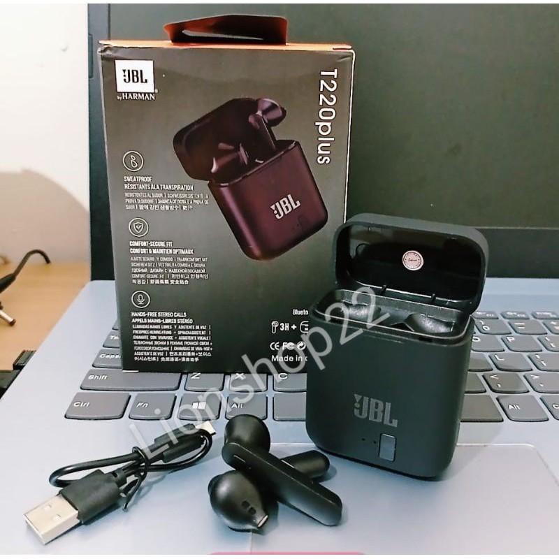 HF/Headset Earphone Bluetooth Wireless v5.0 JBL TWS T220 plus Stereo Bass JBL