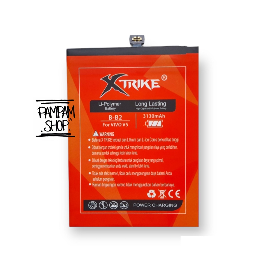 Baterai XTRIKE Double Power Original Vivo V5 Lite V5S Y65 Y66 Y67 B-B2 BB2 Batre Batrai Battery Ori Handphone HP