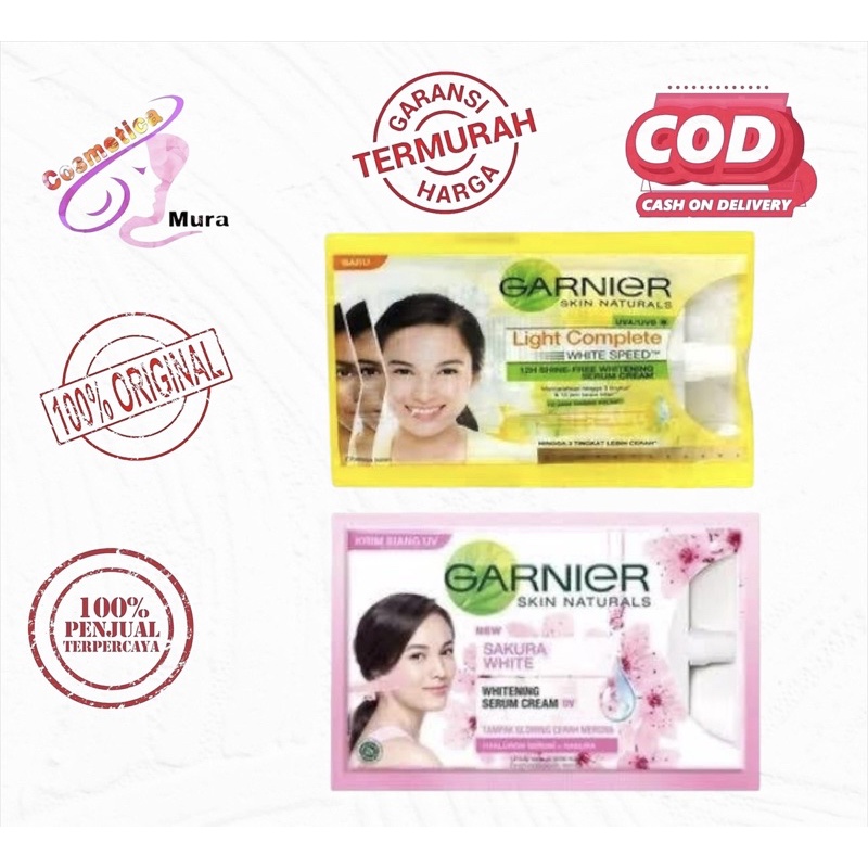 [ harga per sachet ] garnier sakura white day sachet // garnier light complete cream sachetan