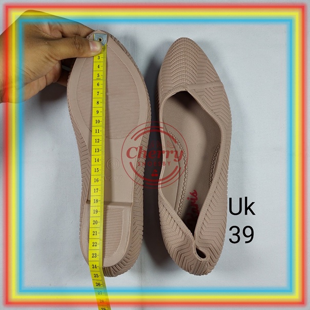 A207-3 Sepatu Jelly Karis Sepatu Kerja Wanita Flat Shoes Cewek Kasual Kekinian Import