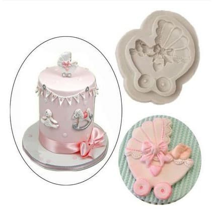 3D Silicone Mold Fondant Cake Decoration - Baby Stroller