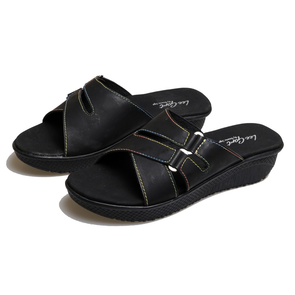 Sandal Wanita Kulit Hitam Polos BM-05 Sendal Pesta Cewe Ukuran 36-40