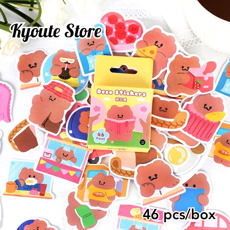 

46 pcs Sticker Cute Choco Bear Daily Activity Job Scrapbook DIY Journal Diary HP