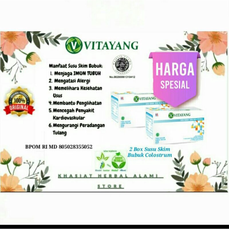 

Vitayang Susu Skim Bubuk Colostrum Imun Tubuh 2 Box = (2x15 Sachet @15gr)
