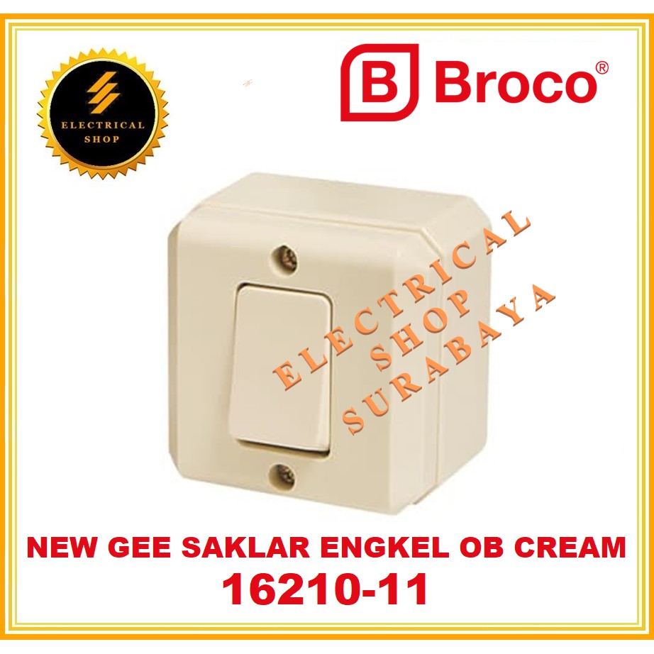 BROCO OB SAKLAR ENGKEL SEGI CREAM 16210 (TERSEDIA HARGA GROSIR) 1621011 SINGLE SWITCH OUTBOW TEMPEL