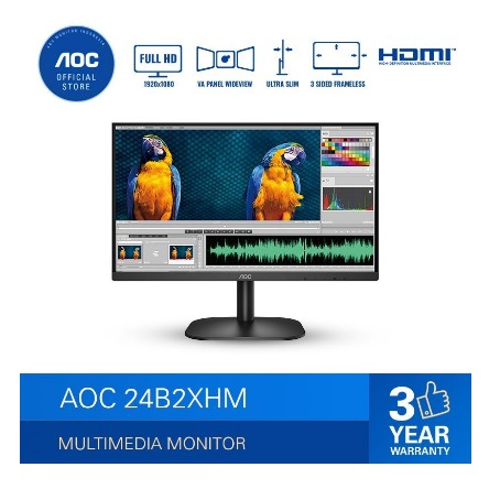 Monitor LED AOC 24B2XHM Ultra Slim LED Monitor (23.8&quot;/VA/6ms/75Hz/FHD)