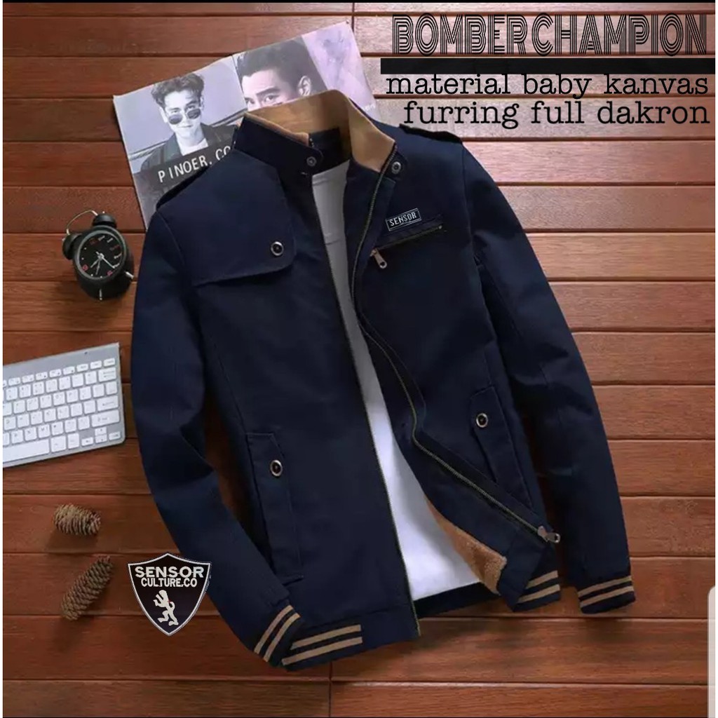 JAKET BOMBER / JAKET BOMBER CANVAS PRIA / JAKET BOMBER CHAMPION ORIGINAL SENSOR