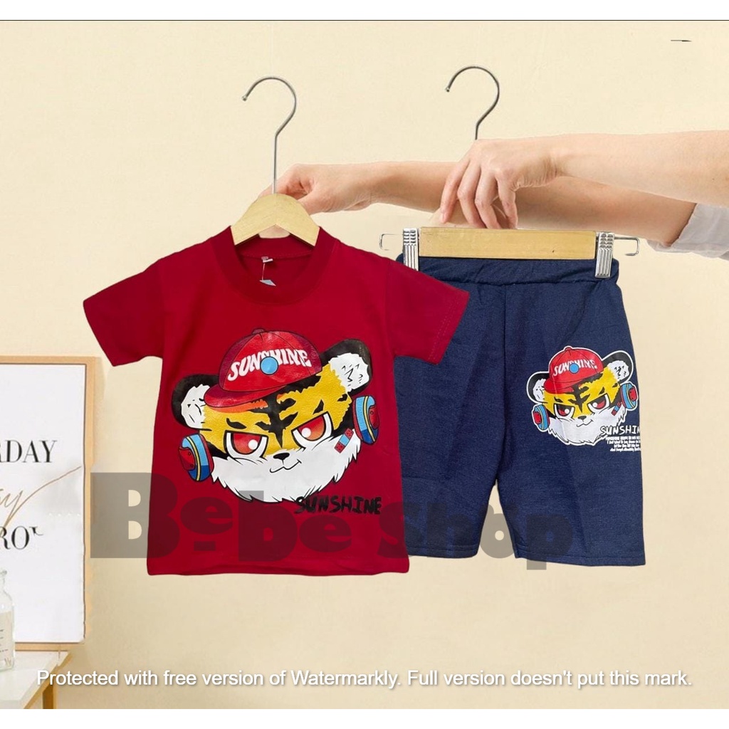 Setelan anak  laki-laki  bahan katun motif branded usia 1 sampai 6 tahun