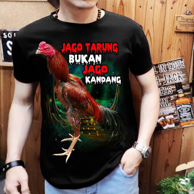 L1A Kaos pria lengan pendek Ayam jago Tarung