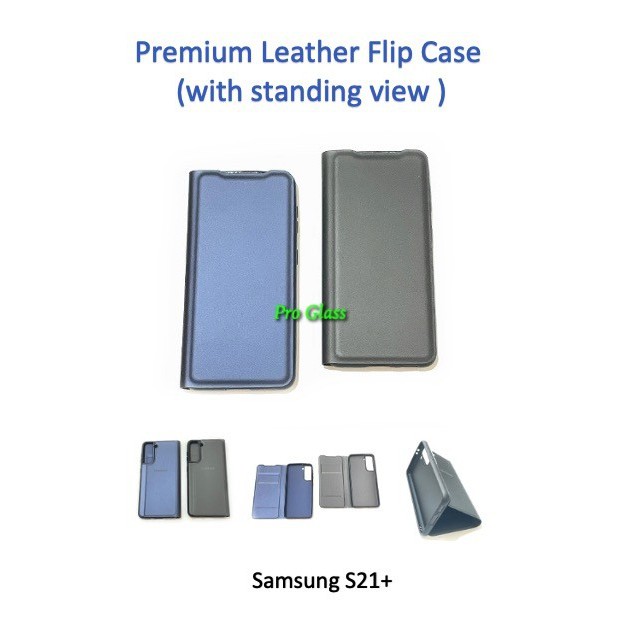 Samsung S21 / S21 PLUS / S21 ULTRA Premium Leather Flip Case Cover Standing View