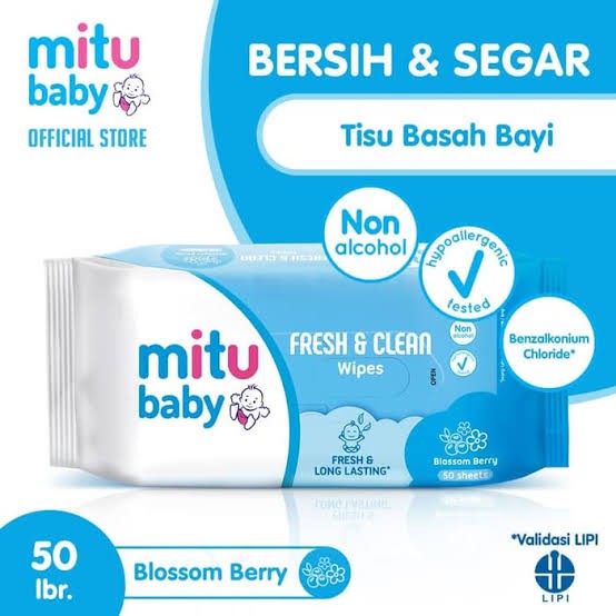 Mitu Baby Wipes Fresh &amp; Clean 50'S