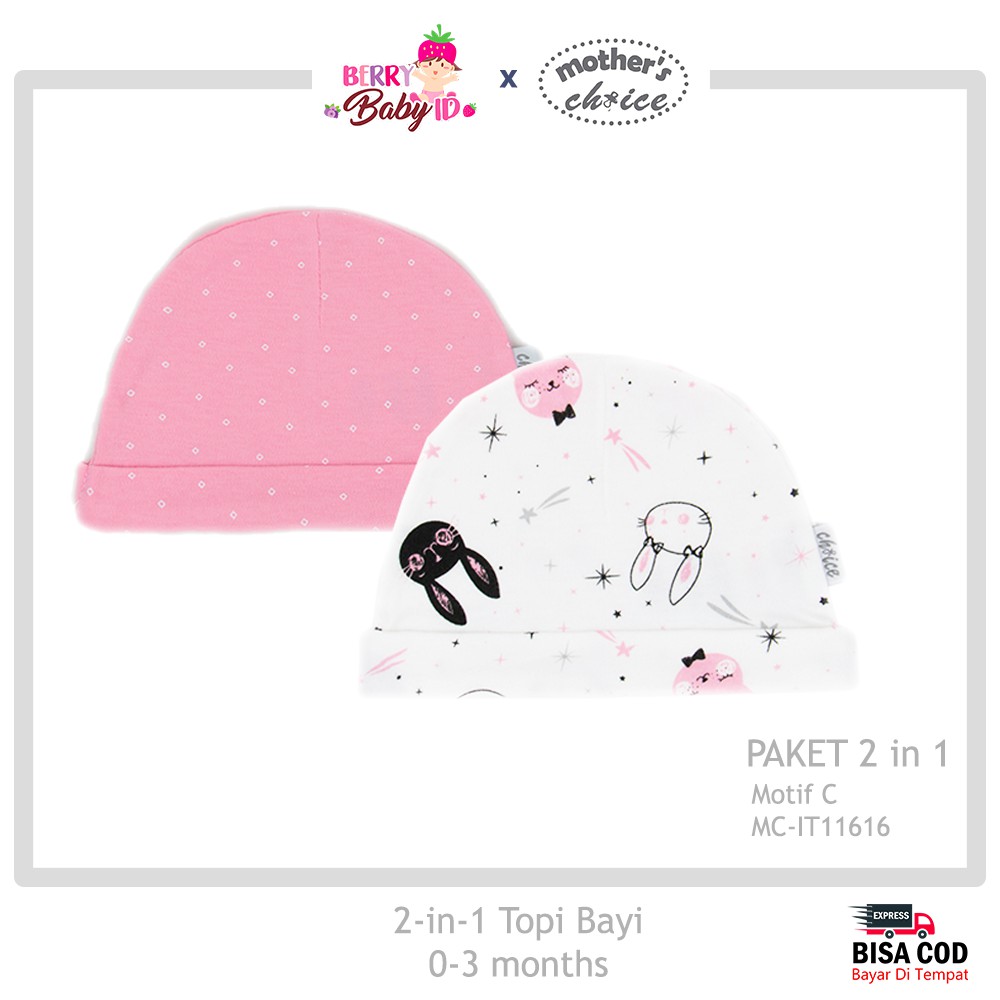 Mother's Choice Paket 2 Buah Topi Bayi Baby Hats MCH021 Berry Mart