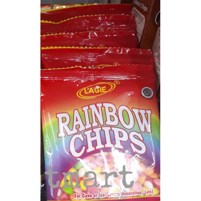 Lagie Coklat Choco Chips Rainbow 1/2 Bulat 45 gr Cokelat Chip warna