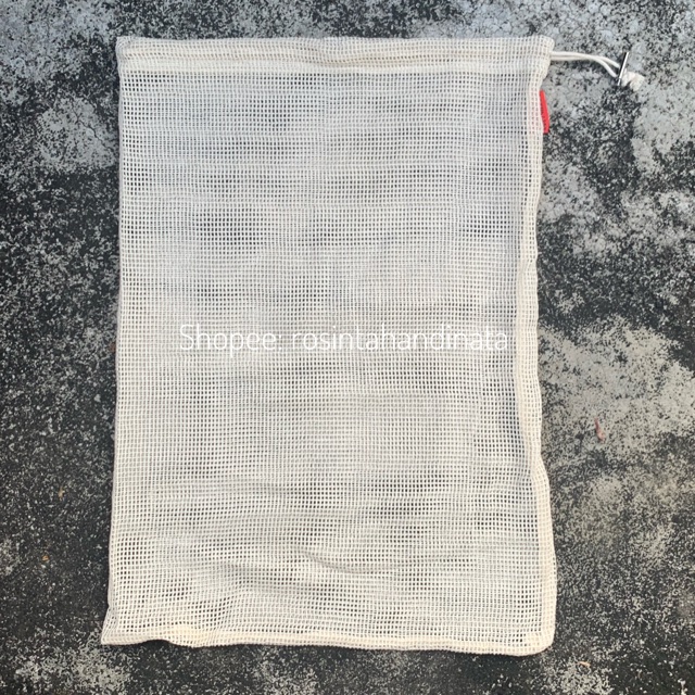 Cotton Mesh Pouch / Tas Serut Jala / Tas Katun Serut / Tas Jala Buah / Groceries Mesh Bag