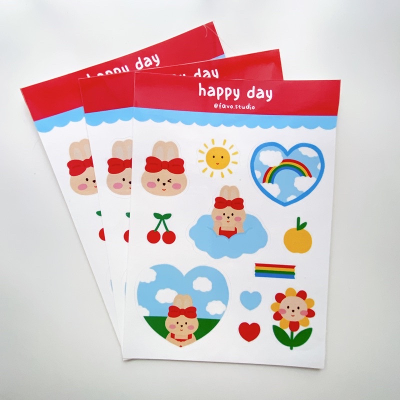 

Happy Day Sticker Sheet | Deco Bujo Sticker | favo.studio