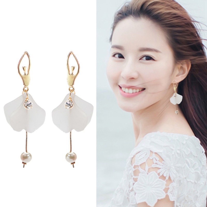 Anting Tusuk Gantung Bahan Sterling Silver 925 Desain Balerina Gaya Korea Slim Untuk Wanita