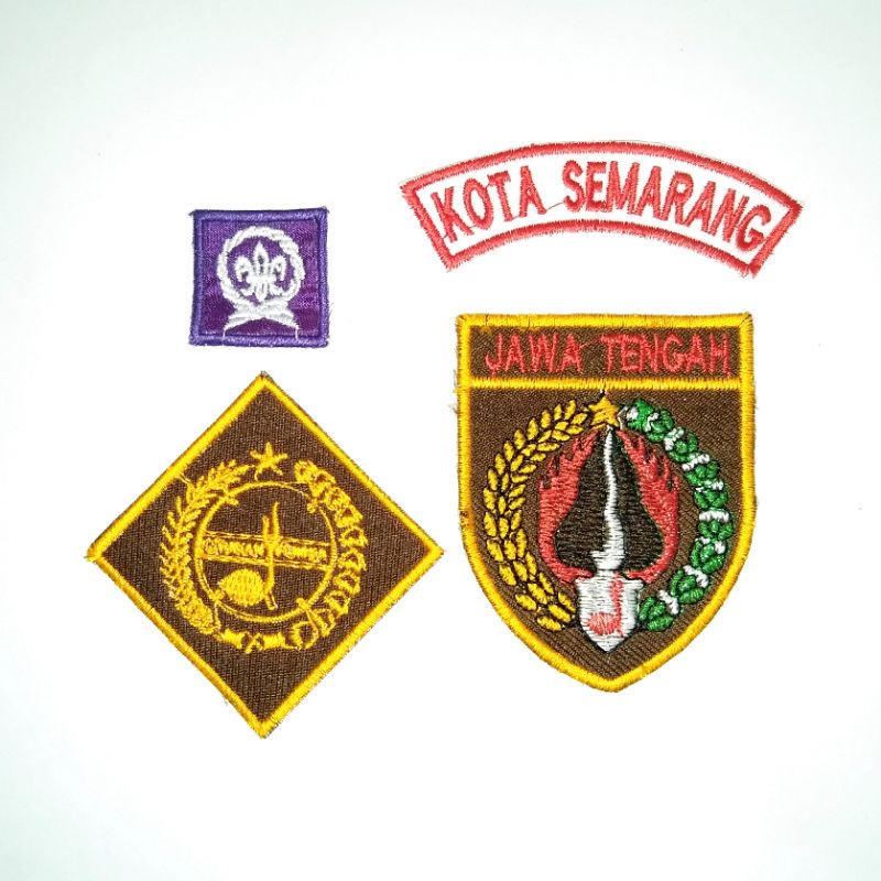 

1 set badge pramuka lengkap tanda keterangan kota semarang putra - atribut bet bed logo emblem bordir sekolah anak