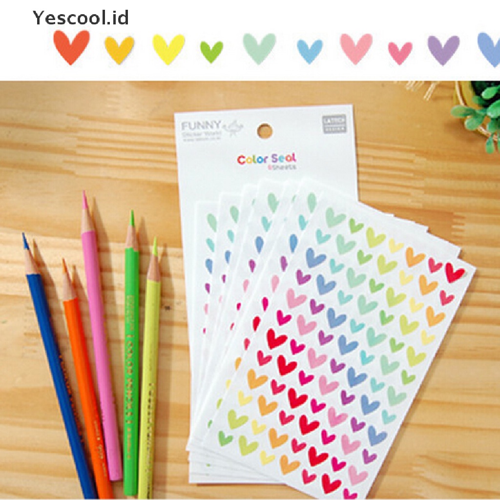 【Yescool】 6Pcs Rainbow Sticker Diary Planner Journal Scrapbook Ablums Decorative Tool  .