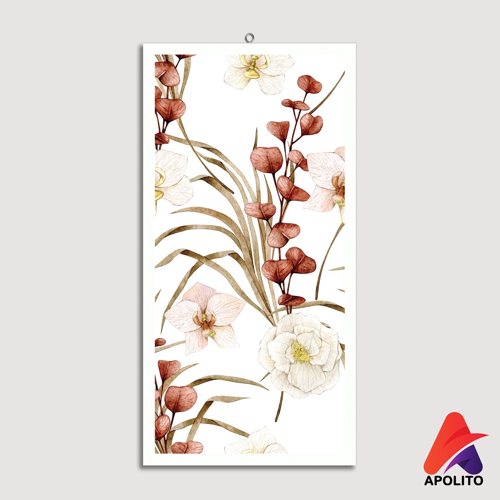 HIASAN DINDING BUNGA REALISTIC (15X30CM) WALL DECOR PAJANGAN DINDING POSTER KAYU RUANGAN