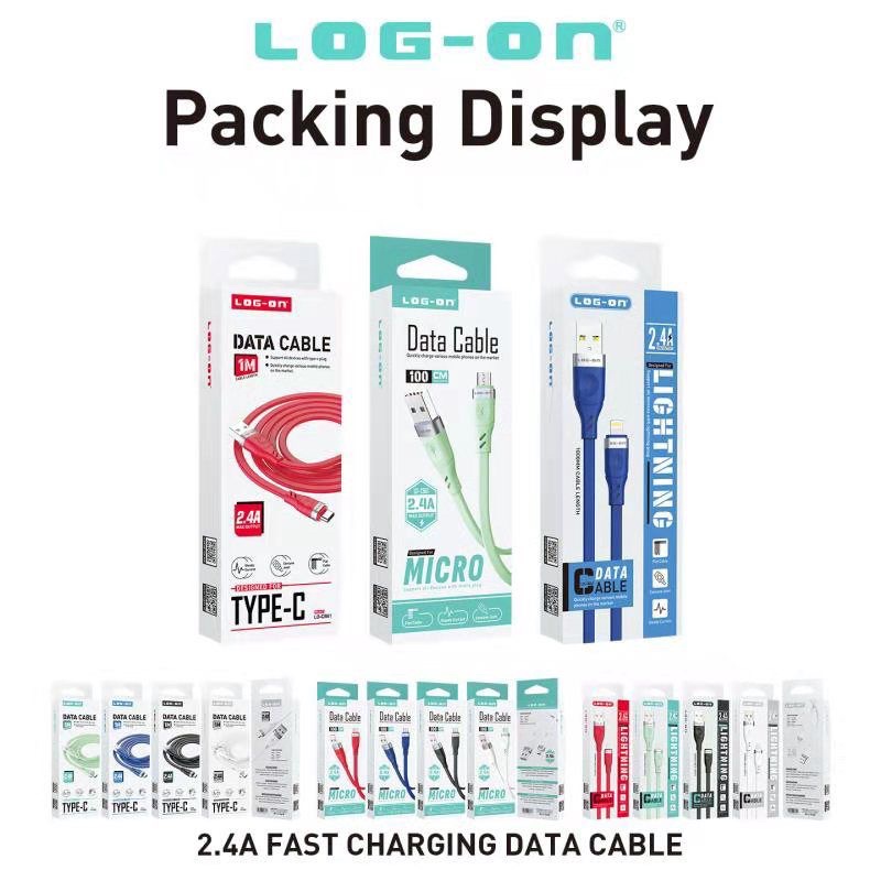 Ready Kabel Data Log On Terbaru LO-CB61 - Kabel Data Logon Micro - Type C - 100cm 2.4A Fast Charging