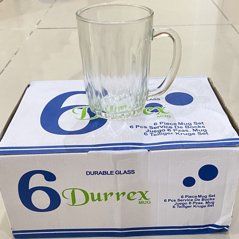6 Pcs Gelas Kopi Gagang Kaca Royalex Durrex Mug