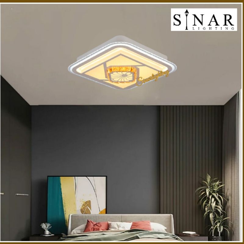 Lampu hias plafon kotak minimalis LED 3 warna 8528 (REMOTE SUPPORT)