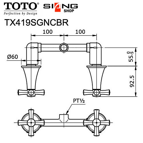 Kran Mix Panas Dingin TOTO TX419SGNCBR / TX 419 SGNCBR