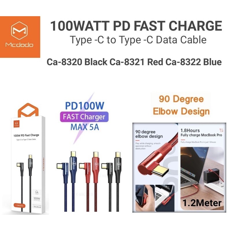 Mcdodo Kabel Data Type C to Type C Fast Charge