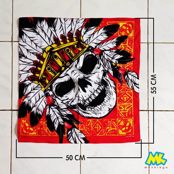 Bandana Tengkorak Indian / Skull Slayer bahan katun