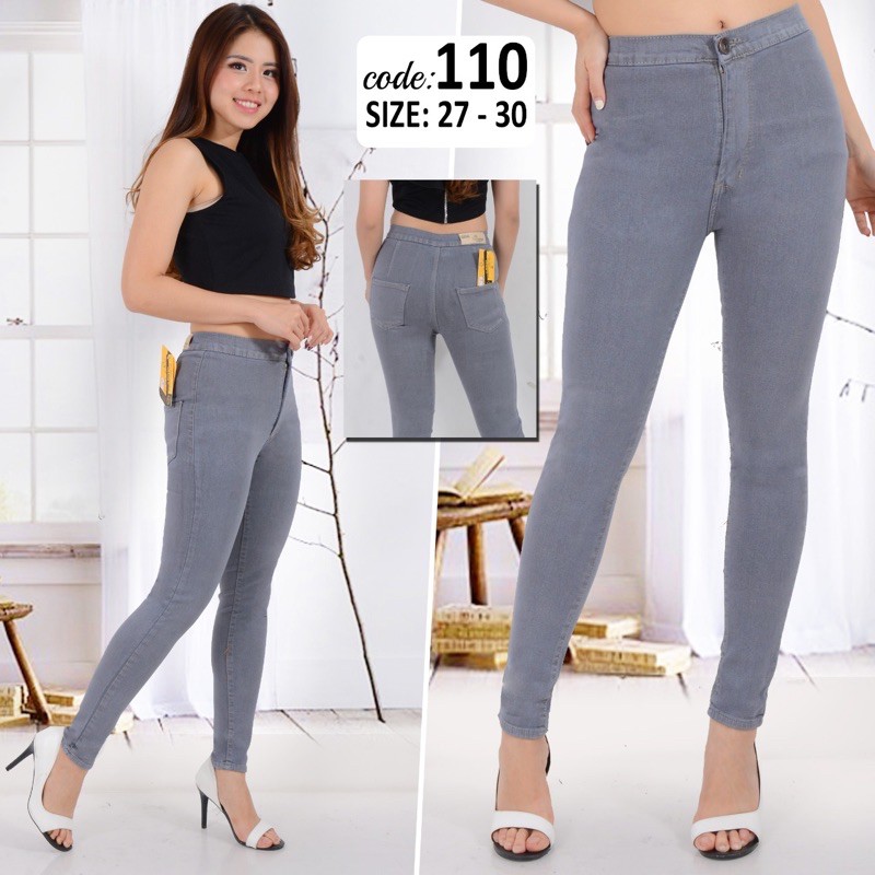 HW jeans Plain ( Polos ) BEST SELLER tebal HIGHWAIST JEANS WANITA. Celana jeans wanita highwaist