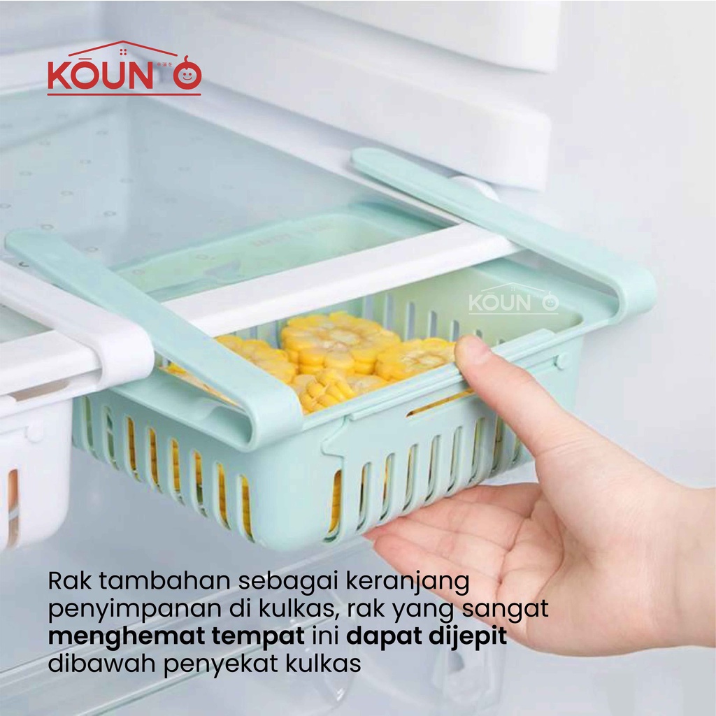 Rak Penyimpanan Keranjang Kulkas Sekat Partisi Tempat Serbaguna Fridge Pull Out Storage