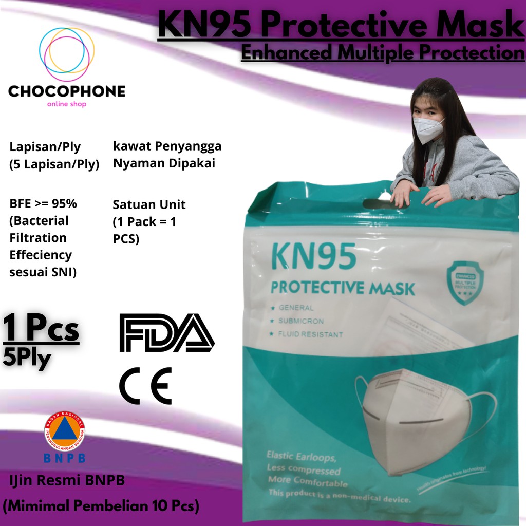 Masker KN95 Protective - Masker KN 95 FaceMask 5 Ply Pack 1Pcs