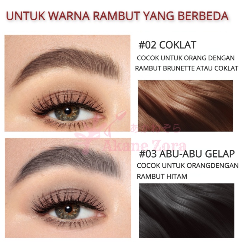 Akane Zora 4 Forks Pensil Alis Anti Air Long Lasting Eyebrow Pencil Tarik Benang Eyebrow Waterproof Untuk Sulam Cetakan Alis Pair with Bulu Mata Palsu