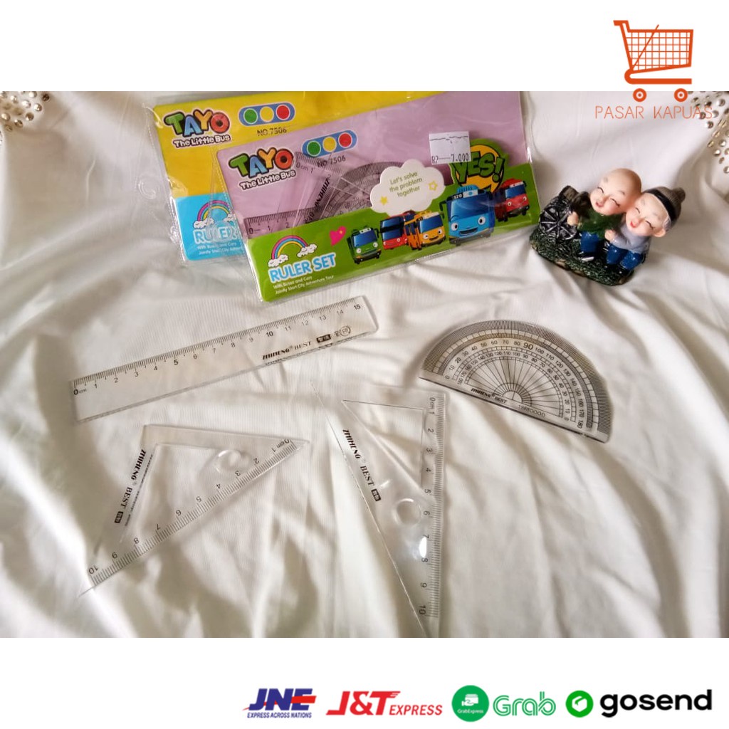 

[ COD ] penggaris set tayo / penggaris fancy 5 in 1 import murah