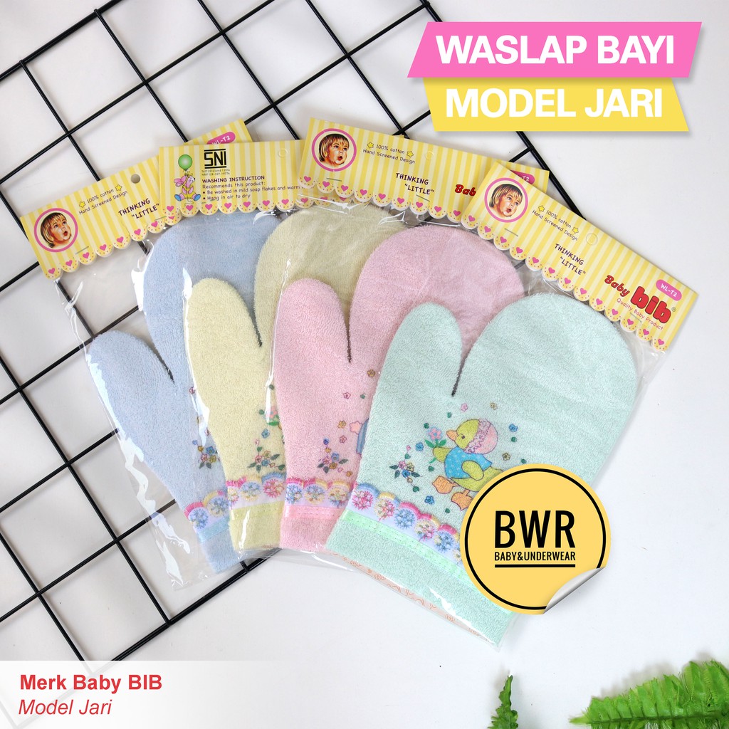 Waslap Bayi Baby BIB Jari | Waslap Tangan Mandi Bayi Kain Lembut Model JARI || Bwr IX