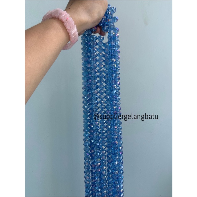 Crystal Ceko 14mm BIRU UNGU KUARSA kuarsa kristal blue purple quartz bahan kalung gelang anting strap mask kerajinan tangan craft citayam fashion week etink vintage elegan bali manik crystal