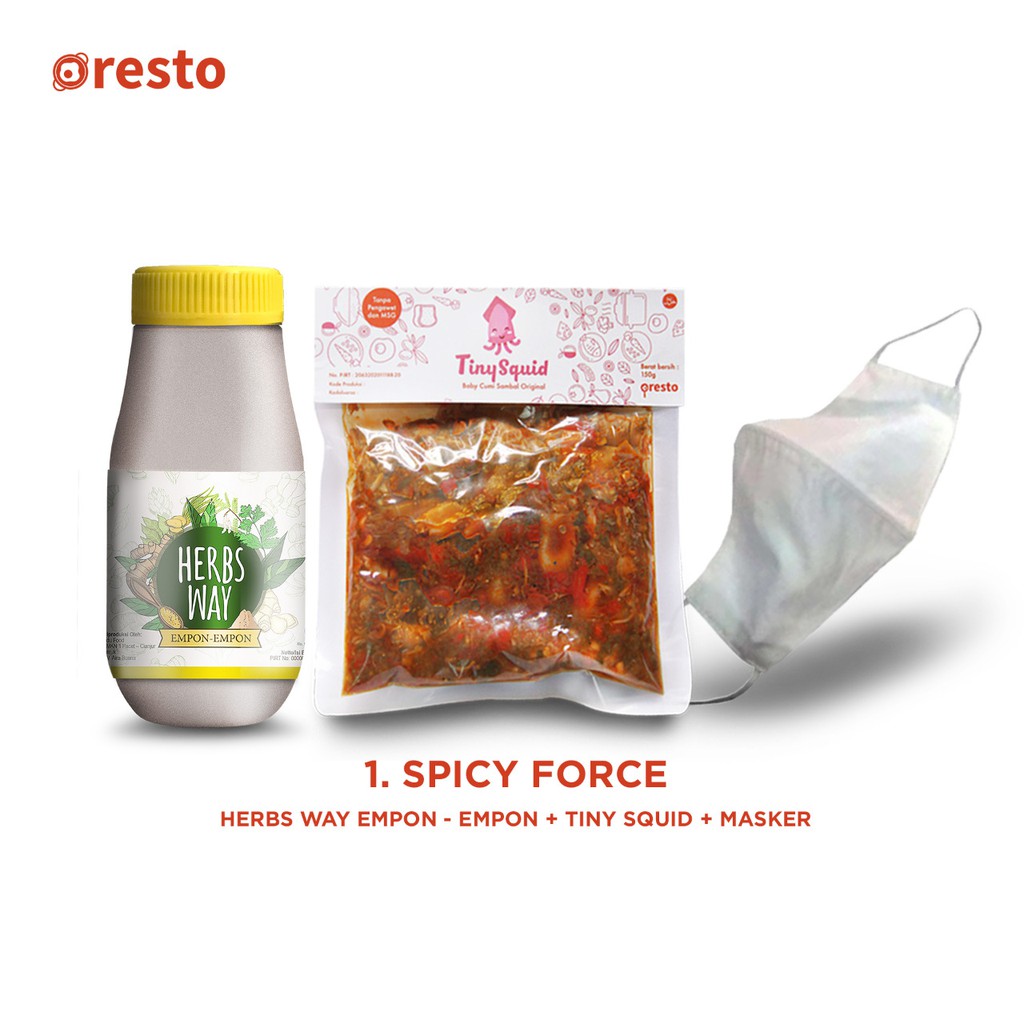 

SPICY FORCE - Free Masker Sritex - Herbs Way Empon Empon 250mL + Tiny Squid Sambel Baby Cumi 150gr